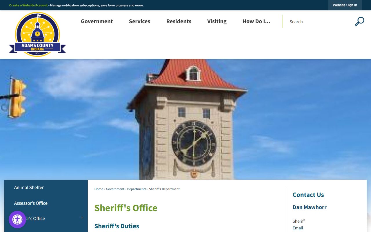 Adams County Sheriff's Department website for busted mugshots access