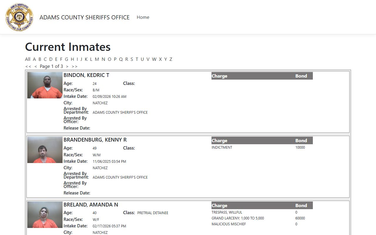 Adams County inmate portal for busted mugshots search