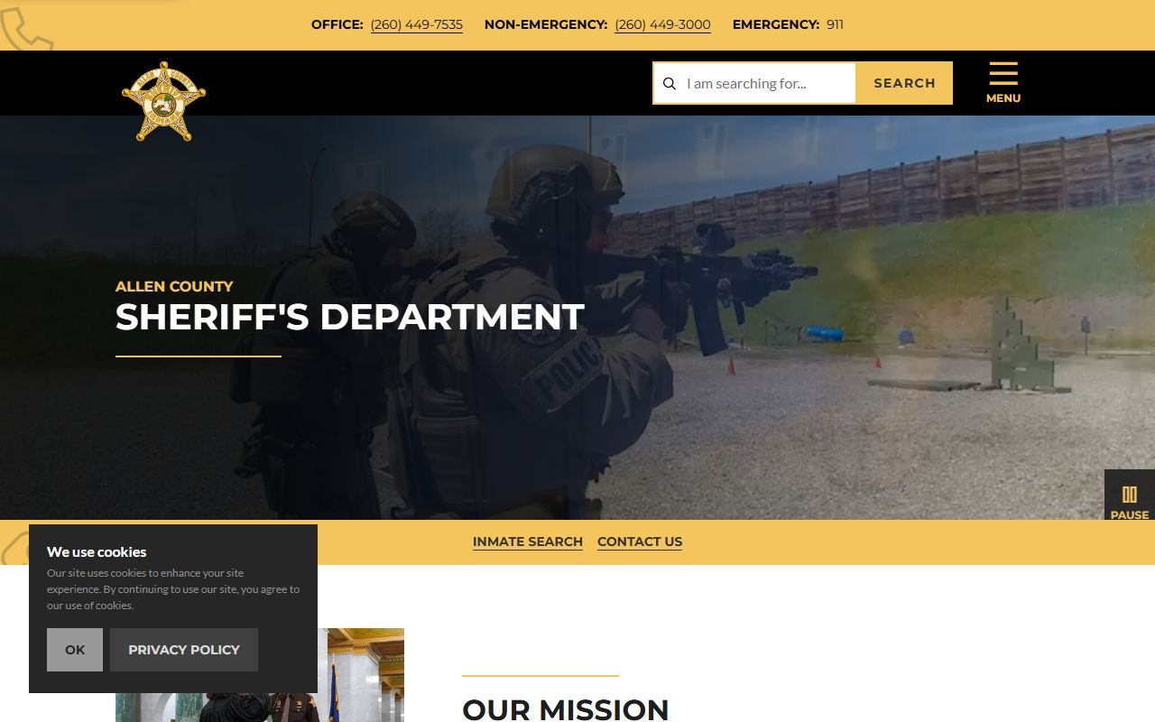 Allen County Sheriff's Department website for busted mugshots access