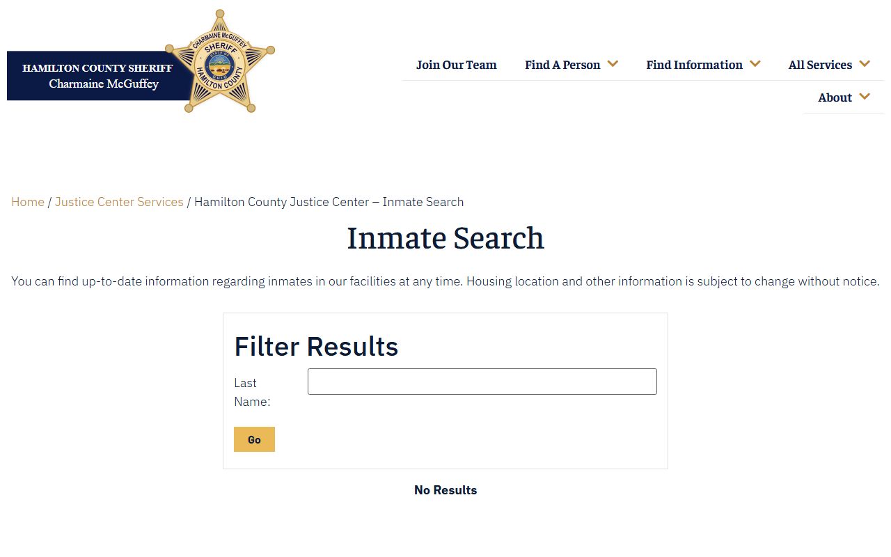 Hamilton County inmate search tool for busted mugshots lookup