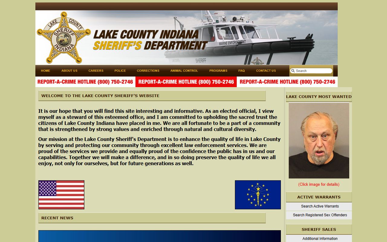 Lake County Sheriff's Department website for busted mugshots access