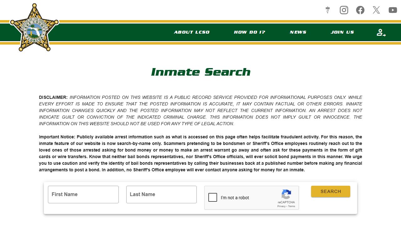 Lake County inmate search tool for busted mugshots