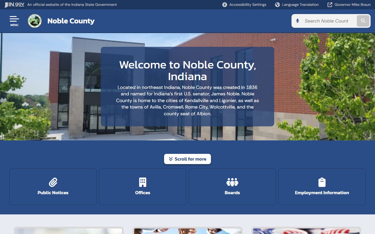 Noble County government website for busted mugshots information