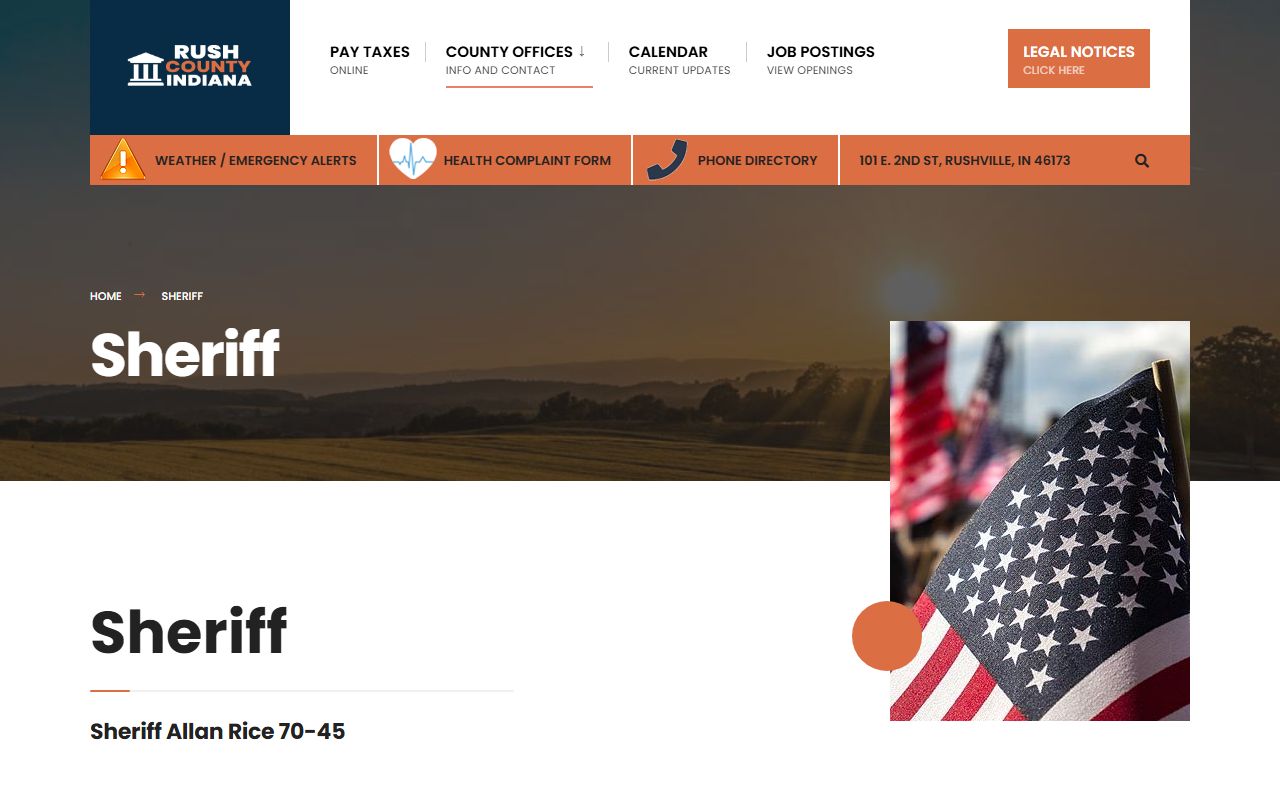 Rush County Sheriff's Office website for busted mugshots search