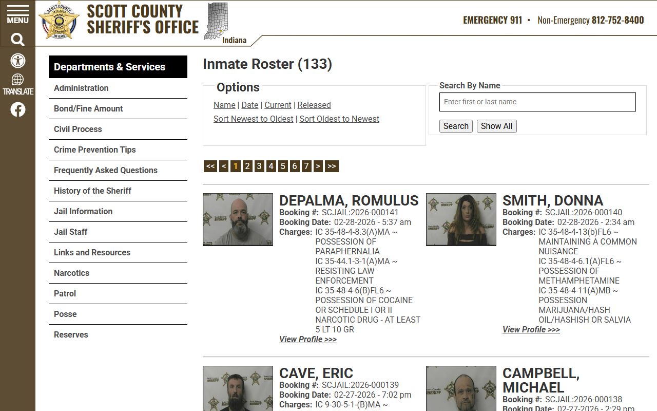 Scott County inmate roster for busted mugshots search
