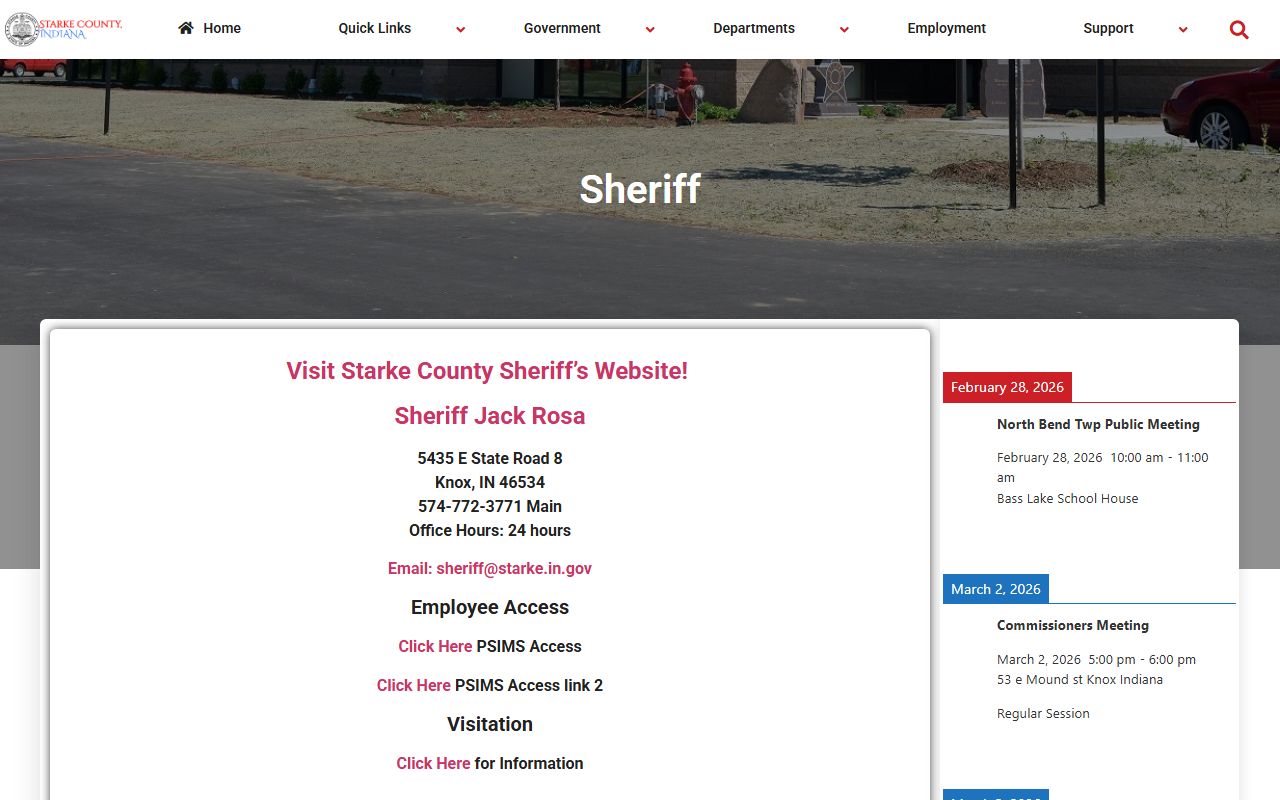 Starke County Sheriff's Office website for busted mugshots search