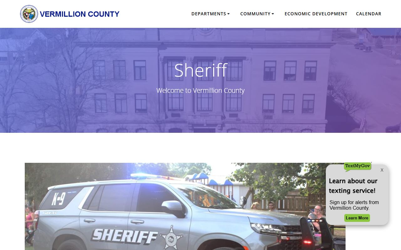 Vermillion County Sheriff's Office website for busted mugshots access