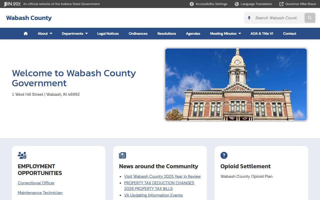 Wabash County government website for busted mugshots and sheriff information