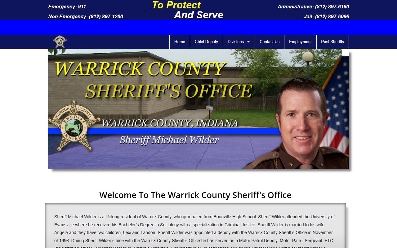 Warrick County Sheriff's Office website for busted mugshots and inmate search