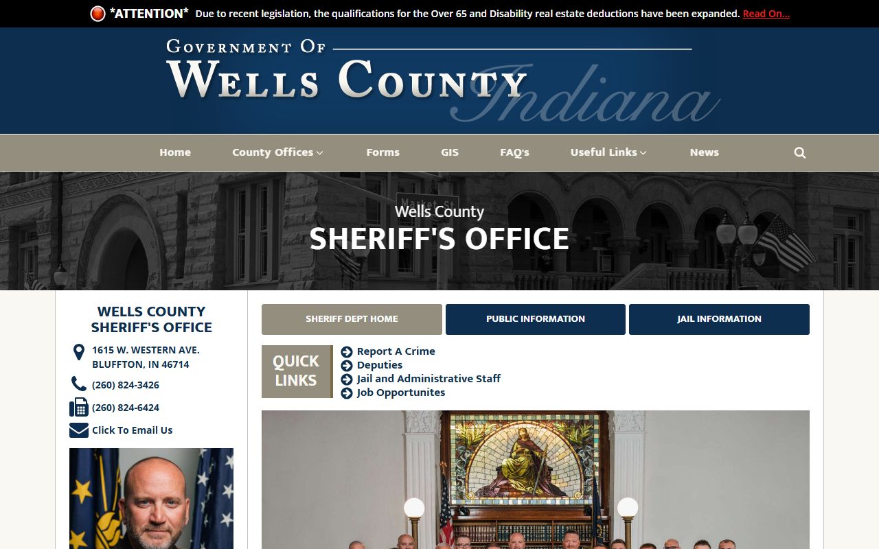 Wells County Sheriff's Office website for busted mugshots and arrest records